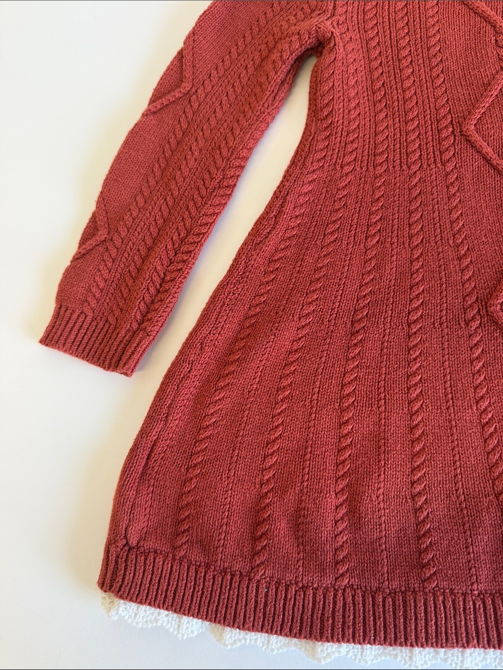 Cupcakes and Cashmere Toddler's Daisy Coral Cable Knit Sweater Dress - Picture 10 of 14